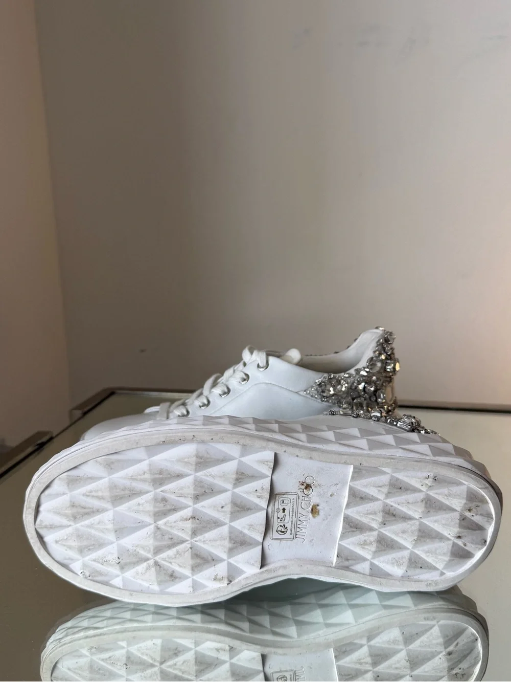 JIMMY CHOO Diamond Maxi Crystal-Embellished Sneakers $1,595 37